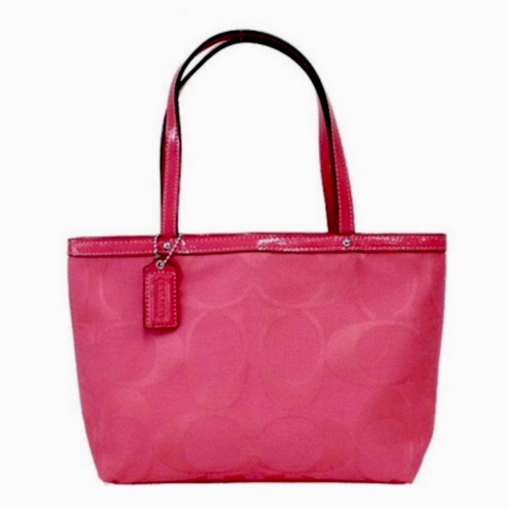 Coach Logo Top Handle Mini Tote Pink Hibiscus F47557
